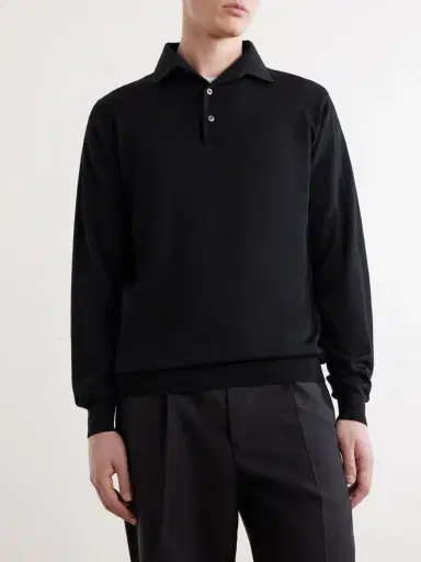 Lardini Virgin Wool Polo Sweater - Men | Thumbnail 3 Lardini Virgin Wool Polo Sweater - Men | Thumbnail 3
