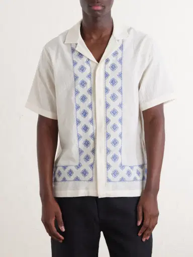 Orlebar Brown Maitan Camp-Collar Embroidered Cotton Shirt - Men | Thumbnail 3 Orlebar Brown Maitan Camp-Collar Embroidered Cotton Shirt - Men | Thumbnail 3