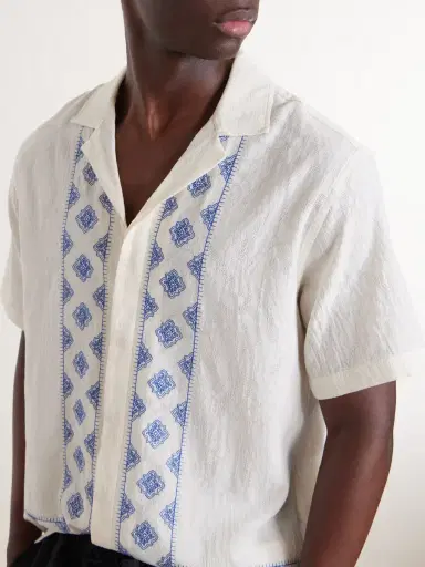Orlebar Brown Maitan Camp-Collar Embroidered Cotton Shirt - Men | Thumbnail 5 Orlebar Brown Maitan Camp-Collar Embroidered Cotton Shirt - Men | Thumbnail 5