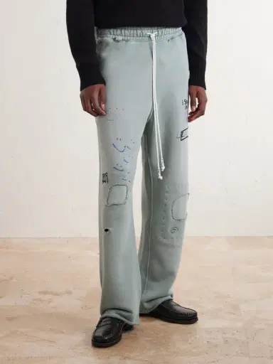 Paly Hollywood Alta Cienega Distressed Embellished Cotton-Fleece Sweatpants - Men | Thumbnail 3 Paly Hollywood Alta Cienega Distressed Embellished Cotton-Fleece Sweatpants - Men | Thumbnail 3