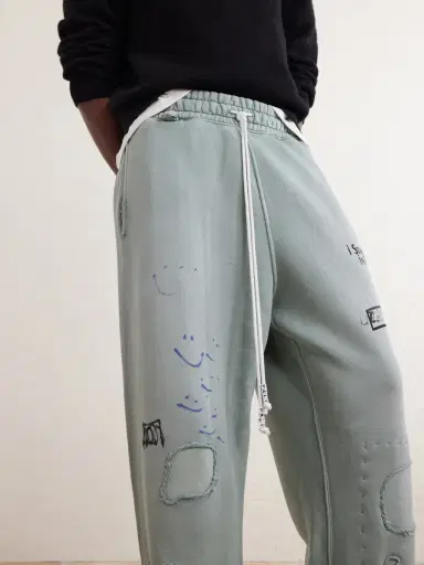 Paly Hollywood Alta Cienega Distressed Embellished Cotton-Fleece Sweatpants - Men | Thumbnail 5 Paly Hollywood Alta Cienega Distressed Embellished Cotton-Fleece Sweatpants - Men | Thumbnail 5