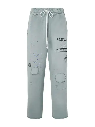 Paly Hollywood Alta Cienega Distressed Embellished Cotton-Fleece Sweatpants - Men | Thumbnail 1 Paly Hollywood Alta Cienega Distressed Embellished Cotton-Fleece Sweatpants - Men | Thumbnail 1