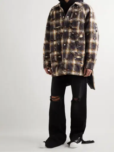 Givenchy Distressed Checked Quilted Cotton-Flannel Shirt Jacket - Men | Thumbnail 2 Givenchy Distressed Checked Quilted Cotton-Flannel Shirt Jacket - Men | Thumbnail 2