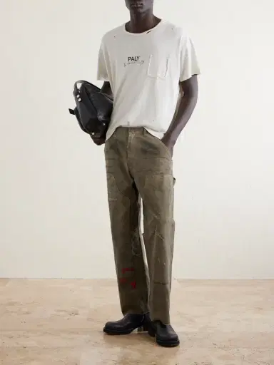 Paly Hollywood Been Thru It Straight-Leg Distressed Waxed Cotton-Canvas Trousers - Men | Thumbnail 2 Paly Hollywood Been Thru It Straight-Leg Distressed Waxed Cotton-Canvas Trousers - Men | Thumbnail 2