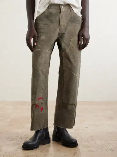 Paly Hollywood Been Thru It Straight-Leg Distressed Waxed Cotton-Canvas Trousers - Men | Thumbnail 3 Paly Hollywood Been Thru It Straight-Leg Distressed Waxed Cotton-Canvas Trousers - Men | Thumbnail 3