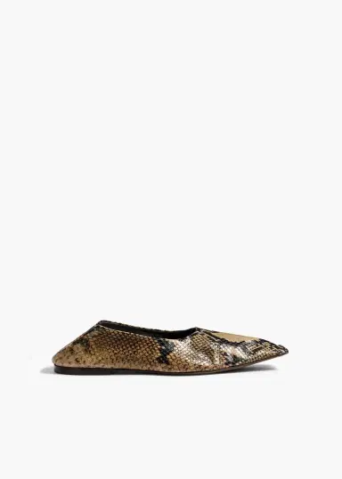 Khaite Marlene Ballerina In Python-Embossed Taupe | Thumbnail 3 Khaite Marlene Ballerina In Python-Embossed Taupe | Thumbnail 3
