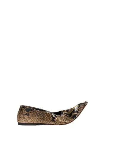 Khaite Marlene Ballerina In Python-Embossed Taupe | Thumbnail 1 Khaite Marlene Ballerina In Python-Embossed Taupe | Thumbnail 1
