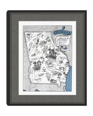 Wendover Art Group Pictorial Map of Georgia | Thumbnail 1 Wendover Art Group Pictorial Map of Georgia | Thumbnail 1