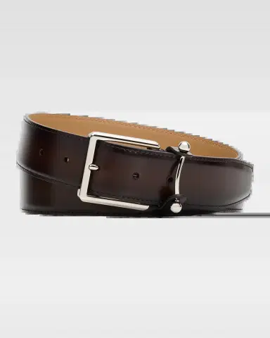 Christian Louboutin Men's Chambeliss Patinated Leather Belt | Thumbnail 3 Christian Louboutin Men's Chambeliss Patinated Leather Belt | Thumbnail 3
