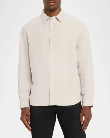 FRAME Men 's Classic Fit Linen Blend Snap-Front Shirt | Thumbnail 2 FRAME Men 's Classic Fit Linen Blend Snap-Front Shirt | Thumbnail 2