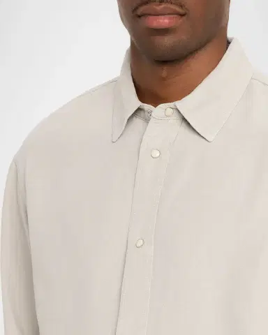 FRAME Men 's Classic Fit Linen Blend Snap-Front Shirt | Thumbnail 3 FRAME Men 's Classic Fit Linen Blend Snap-Front Shirt | Thumbnail 3