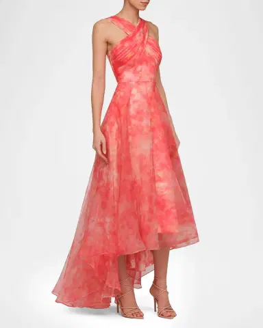 Theia Athena High-Low Organza Halter Gown | Thumbnail 3 Theia Athena High-Low Organza Halter Gown | Thumbnail 3
