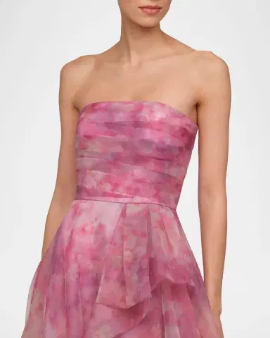 THEIA Fahreta Strapless Floral-Print Organza Gown | Thumbnail 4 THEIA Fahreta Strapless Floral-Print Organza Gown | Thumbnail 4