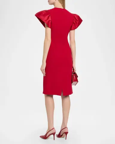 Rickie Freeman for Teri Jon Flounce-Sleeve Crepe Sheath Dress | Thumbnail 2 Rickie Freeman for Teri Jon Flounce-Sleeve Crepe Sheath Dress | Thumbnail 2