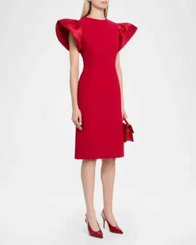 Rickie Freeman for Teri Jon Flounce-Sleeve Crepe Sheath Dress | Thumbnail 3 Rickie Freeman for Teri Jon Flounce-Sleeve Crepe Sheath Dress | Thumbnail 3