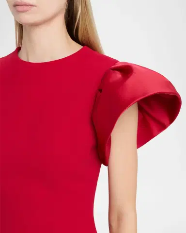 Rickie Freeman for Teri Jon Flounce-Sleeve Crepe Sheath Dress | Thumbnail 4 Rickie Freeman for Teri Jon Flounce-Sleeve Crepe Sheath Dress | Thumbnail 4
