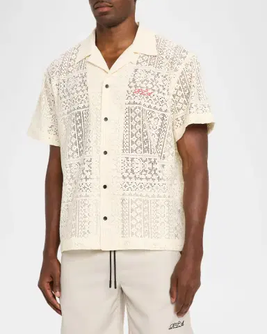 RTA Men's Nathan Open-Knit Short-Sleeve Shirt | Thumbnail 3 RTA Men's Nathan Open-Knit Short-Sleeve Shirt | Thumbnail 3