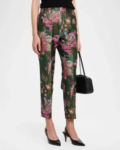 Etro Floral Jacquard Slim-Leg Ankle Trousers | Thumbnail 3 Etro Floral Jacquard Slim-Leg Ankle Trousers | Thumbnail 3