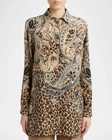 Etro Animal Paisley-Print Silk Tunic Shirt | Thumbnail 3 Etro Animal Paisley-Print Silk Tunic Shirt | Thumbnail 3