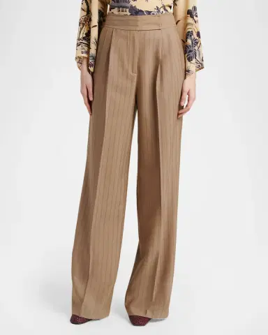 Etro Double-Pleated Striped Wool Jacquard Straight-Leg Trousers | Thumbnail 2 Etro Double-Pleated Striped Wool Jacquard Straight-Leg Trousers | Thumbnail 2