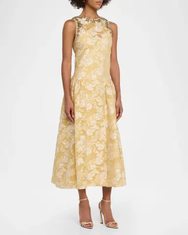 Cinq à Sept Organza Jacquard Drop-Waist Dress | Thumbnail 3 Cinq à Sept Organza Jacquard Drop-Waist Dress | Thumbnail 3