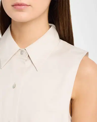 Vince Sleeveless Buttoned Poplin Top | Thumbnail 4 Vince Sleeveless Buttoned Poplin Top | Thumbnail 4