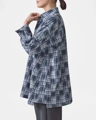 Eskandar A-Line Patchwork Plaid Cotton Shirt | Thumbnail 6 Eskandar A-Line Patchwork Plaid Cotton Shirt | Thumbnail 6