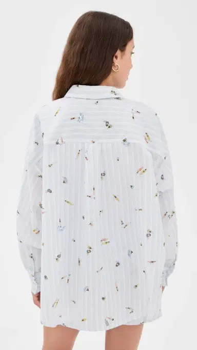 En Saison Nicole Button Up Top WHITE BUE MUTI | Thumbnail 3 En Saison Nicole Button Up Top WHITE BUE MUTI | Thumbnail 3