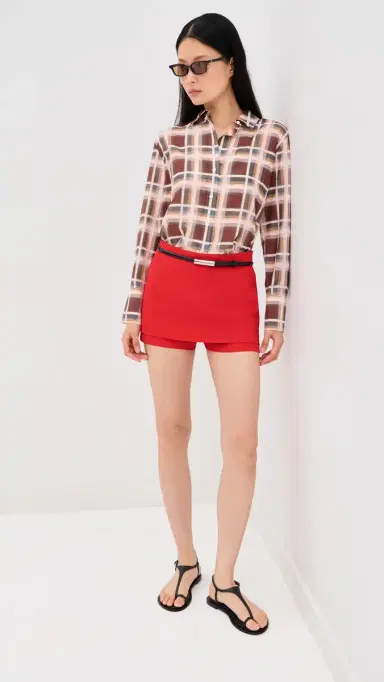 Tibi Creased Stretch Crepe Print Skort Red | Thumbnail 5 Tibi Creased Stretch Crepe Print Skort Red | Thumbnail 5