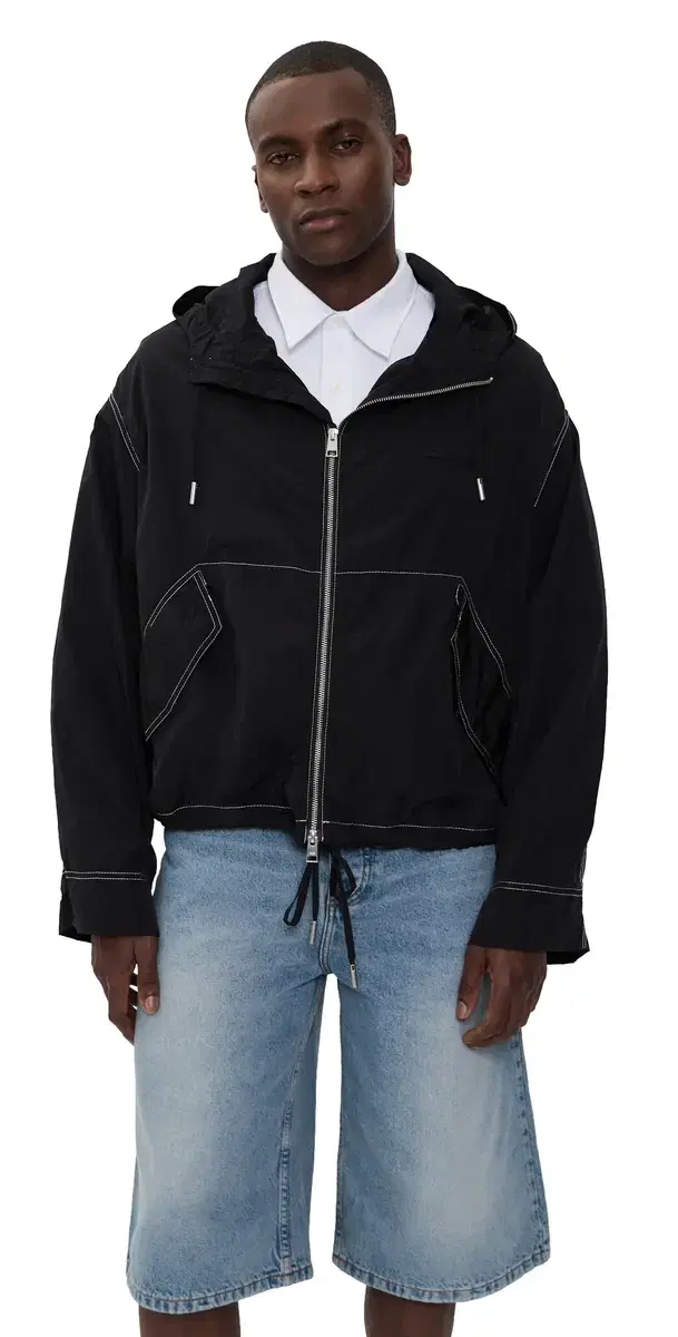 Crinkled Nylon Jacket Noir Crinkled Nylon Jacket Noir