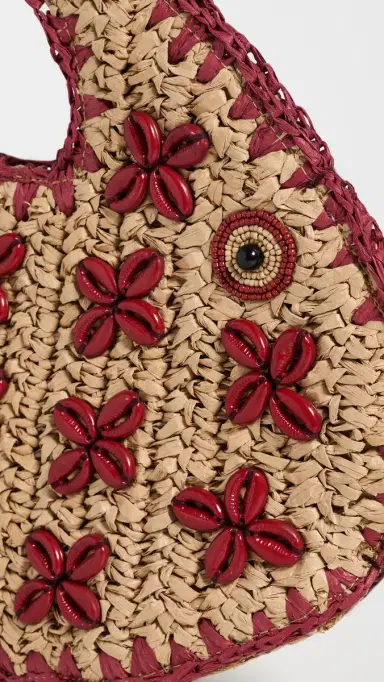 SIMONMILLER Puka Fish Bag Natural/Burgundy One Size | Thumbnail 5 SIMONMILLER Puka Fish Bag Natural/Burgundy One Size | Thumbnail 5