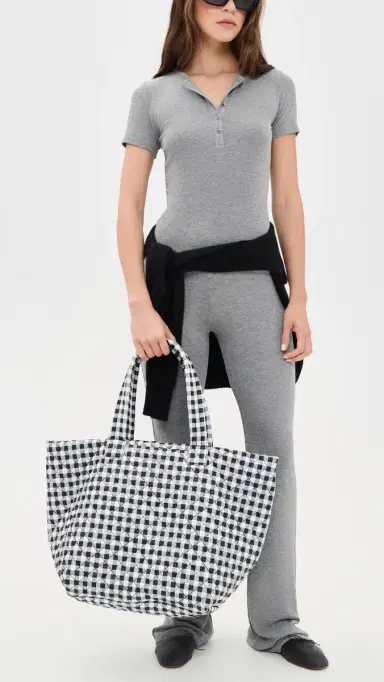 MZ Wallace Large Metro Tote Deluxe Black/White Gingham One Size | Thumbnail 3 MZ Wallace Large Metro Tote Deluxe Black/White Gingham One Size | Thumbnail 3