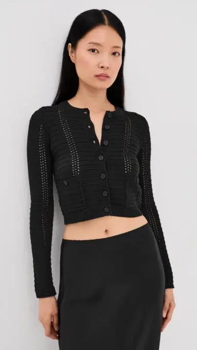 Sablyn Charlotte Slim Crewneck Cardigan Black | Thumbnail 2 Sablyn Charlotte Slim Crewneck Cardigan Black | Thumbnail 2