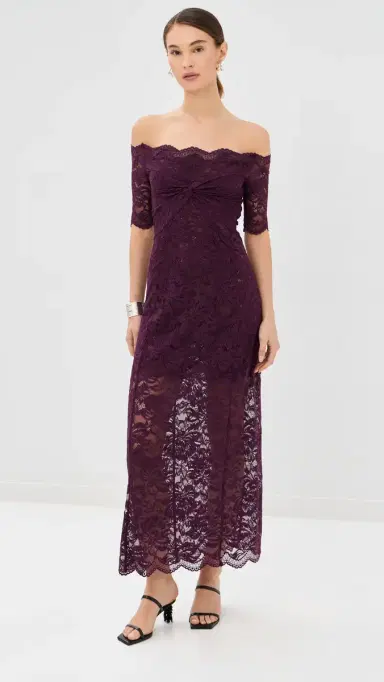 rabanne Twisted Stretch Lace Dress Magenta Purple | Thumbnail 2 rabanne Twisted Stretch Lace Dress Magenta Purple | Thumbnail 2