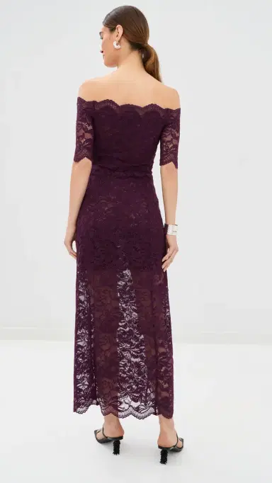 rabanne Twisted Stretch Lace Dress Magenta Purple | Thumbnail 3 rabanne Twisted Stretch Lace Dress Magenta Purple | Thumbnail 3