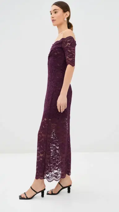 rabanne Twisted Stretch Lace Dress Magenta Purple | Thumbnail 4 rabanne Twisted Stretch Lace Dress Magenta Purple | Thumbnail 4