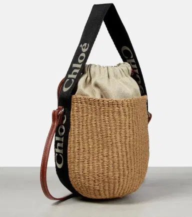 Chloé Chloé Woody Mini leather-trimmed bucket bag | Thumbnail 3 Chloé Chloé Woody Mini leather-trimmed bucket bag | Thumbnail 3
