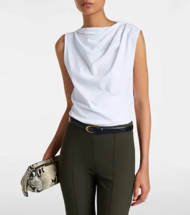 Vince Draped cotton jersey top | Thumbnail 4 Vince Draped cotton jersey top | Thumbnail 4