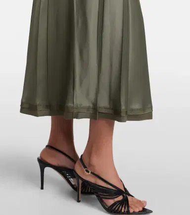 Vince Pleated satin midi skirt | Thumbnail 3 Vince Pleated satin midi skirt | Thumbnail 3