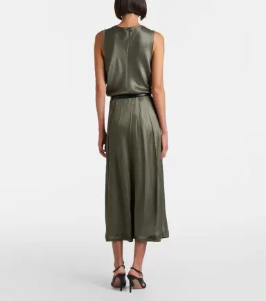 Vince Pleated satin midi skirt | Thumbnail 4 Vince Pleated satin midi skirt | Thumbnail 4