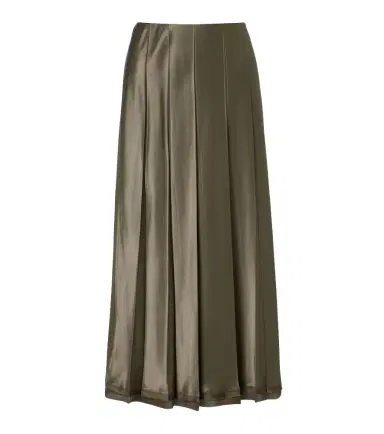 Vince Pleated satin midi skirt | Thumbnail 1 Vince Pleated satin midi skirt | Thumbnail 1