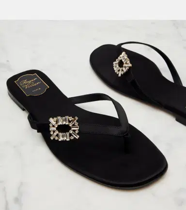 Roger Vivier Embellished satin thong sandals | Thumbnail 2 Roger Vivier Embellished satin thong sandals | Thumbnail 2