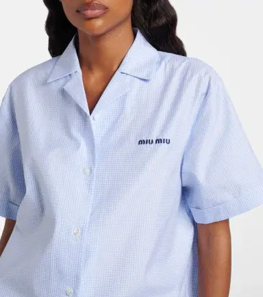 Miu Miu Gingham cotton bowling shirt | Thumbnail 3 Miu Miu Gingham cotton bowling shirt | Thumbnail 3