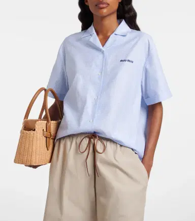 Miu Miu Gingham cotton bowling shirt | Thumbnail 5 Miu Miu Gingham cotton bowling shirt | Thumbnail 5