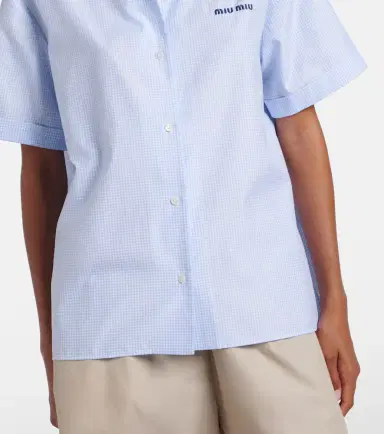 Miu Miu Gingham cotton bowling shirt | Thumbnail 6 Miu Miu Gingham cotton bowling shirt | Thumbnail 6