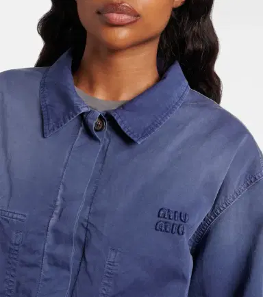 Miu Miu Cotton twill blouson jacket | Thumbnail 3 Miu Miu Cotton twill blouson jacket | Thumbnail 3