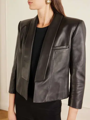 Balmain Cropped Leather Biker Jacket | Thumbnail 4 Balmain Cropped Leather Biker Jacket | Thumbnail 4