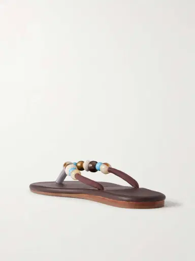 Ancient Greek Sandals Saionara Bead-embellished Leather Flip Flops | Thumbnail 3 Ancient Greek Sandals Saionara Bead-embellished Leather Flip Flops | Thumbnail 3