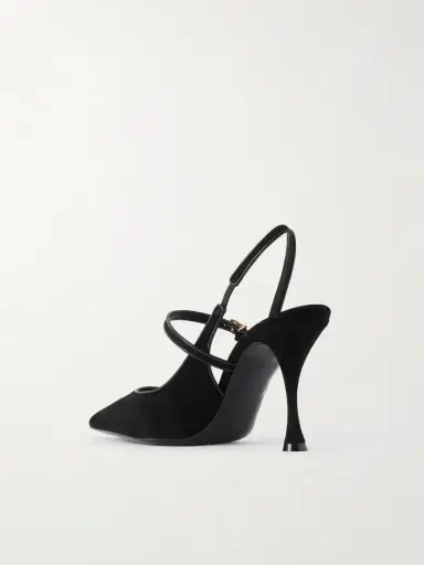 Dolce & Gabbana Italian Tailoring Leather-trimmed Suede Slingback Pumps | Thumbnail 3 Dolce & Gabbana Italian Tailoring Leather-trimmed Suede Slingback Pumps | Thumbnail 3