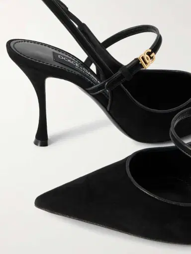 Dolce & Gabbana Italian Tailoring Leather-trimmed Suede Slingback Pumps | Thumbnail 4 Dolce & Gabbana Italian Tailoring Leather-trimmed Suede Slingback Pumps | Thumbnail 4